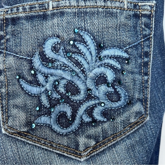 Paige Hollywood Hills Bootcut Jeans Low-Rise Stretch Medium Blue Wash Size 27 - Picture 7 of 16